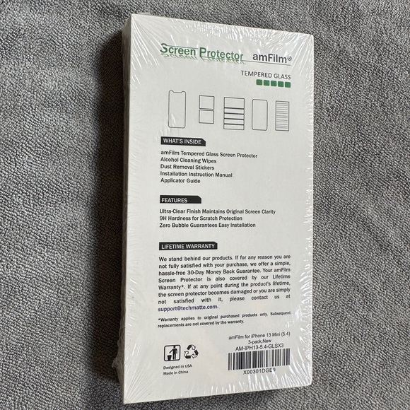 NEW AmFilm Screen Protector Tempered Glass iPhone 13 Mini 3Pack - Picture 2 of 2